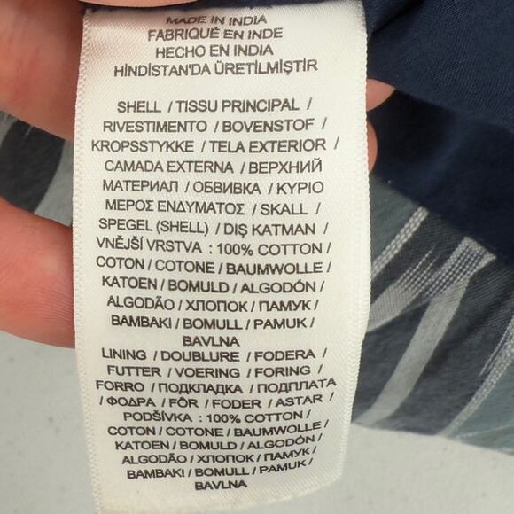 NWT Lauren Ralph Lauren Geo-Stripe Cotton Navy Blue Strapless Blouse Size 6 - Picture 7 of 10